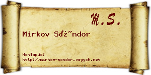 Mirkov Sándor névjegykártya